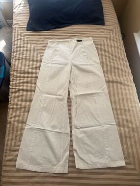 Henne H&M Wide Leg Sailor-Inspired White Pants
